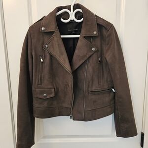 Banana Republic Dark Green/Grey Suede Moto Jacket
